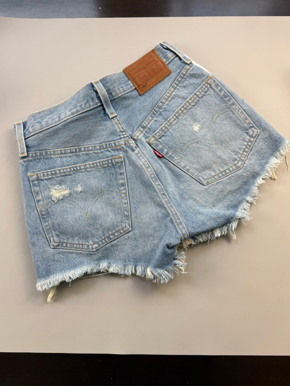 Levi’s 501 Original Cutoff Shorts Aritzia Distressed Denim Coastal Womens 24 - Picture 2 of 9